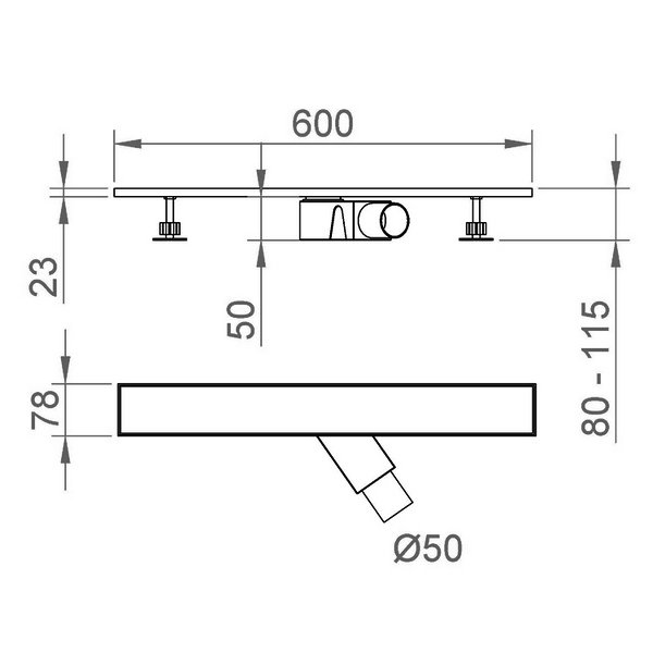 Душевой лоток RGW Shower Drain SDR-22 под плитку, боковой выпуск, 60x9 см