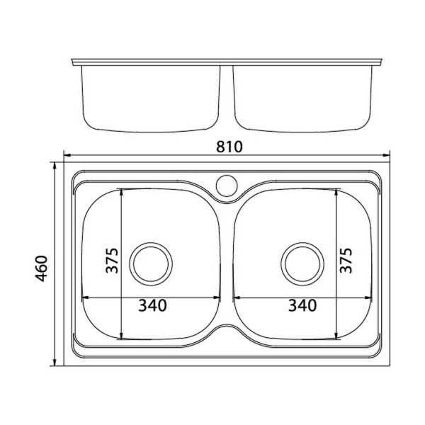 Кухонная мойка Mixline 532312 81x46, 2 чаши, цвет хром - фото 1