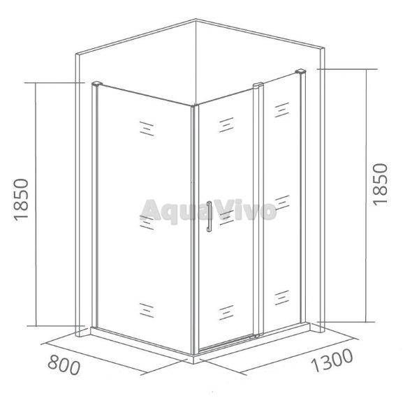 Душевой уголок Good Door Latte WTW+SP-G-WE 130x80, стекло грейп, профиль белый - фото 1