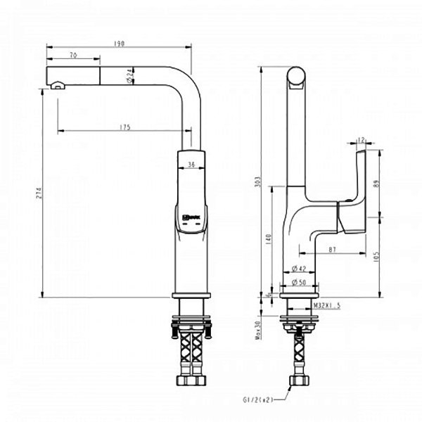 Смеситель Lemark Ursus LM7205BL для кухни, цвет черный