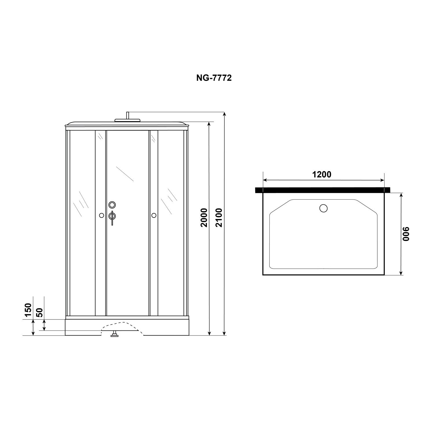 Душевая кабина Niagara Luxe NG-7772QM 120x90, стекло прозрачное, профиль серебро, с крышей - фото 1