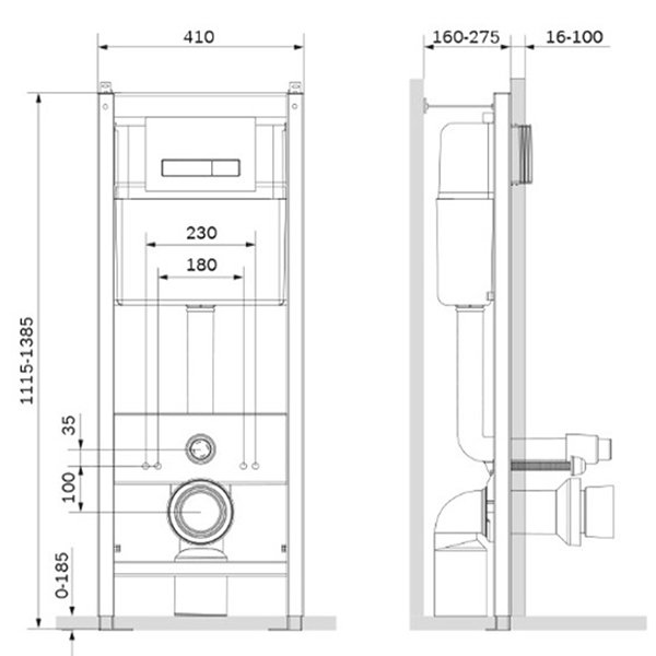 Комплект AM.PM IS30251.701700 унитаза Spirit FlashClean с сиденьем микролифт и инсталляции с кнопкой Start S хром глянцевый
