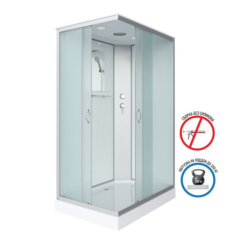 Душевая кабина Niagara Classic NG-43975-14Q 90x70, стекло матовое, профиль серебро, с крышей - фото 1