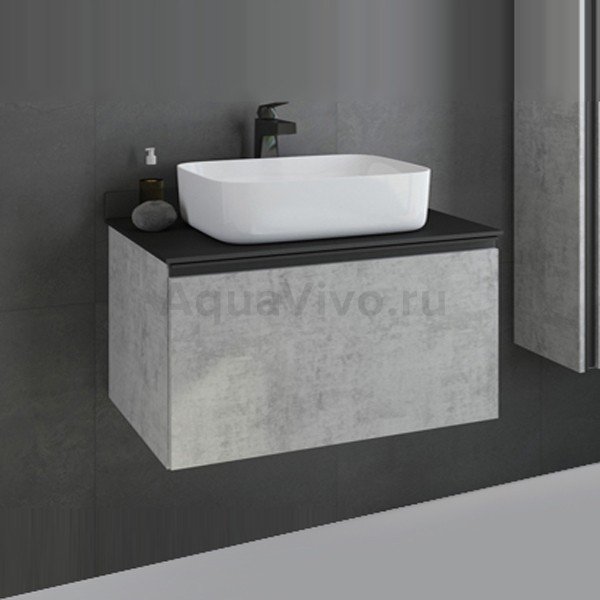 Мебель для ванной Comforty Эдинбург 75, цвет бетон светлый / черный - фото 1
