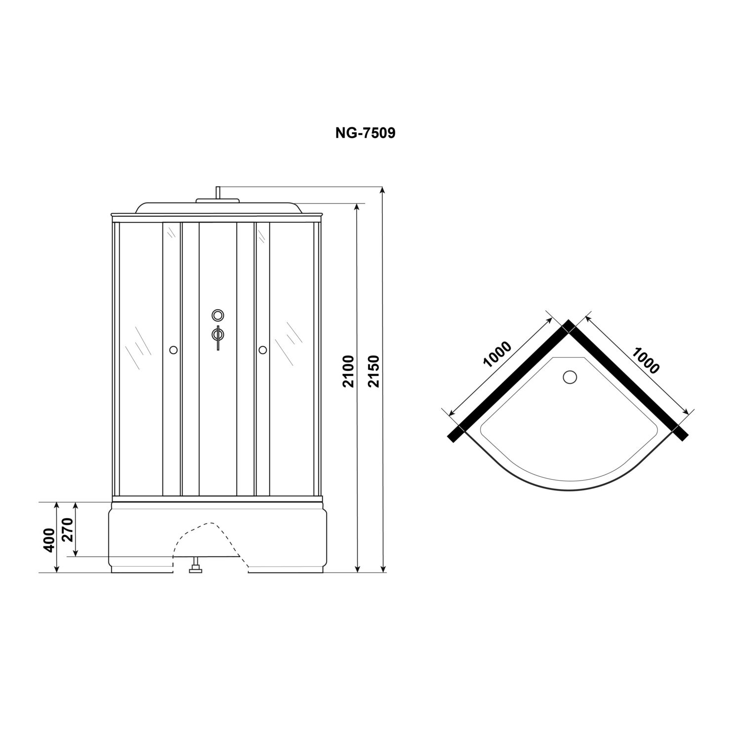 Душевая кабина Niagara Eco E10/40/TN 100х100, стекло тонированное, профиль серебро, с крышей - фото 1