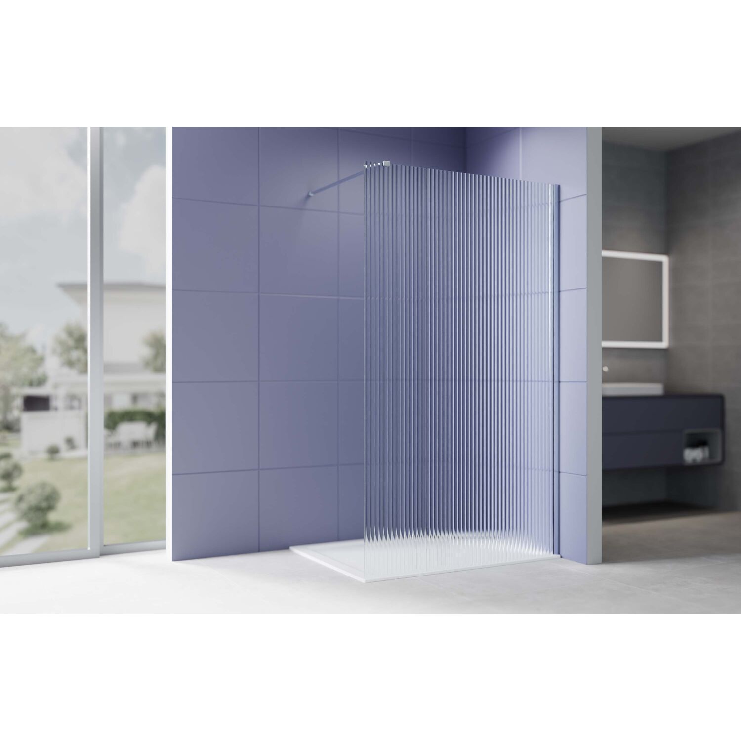 Перегородка для душа Акватек AQ.WI.100.2CH 100x200, стекло рифленое, профиль серебристый