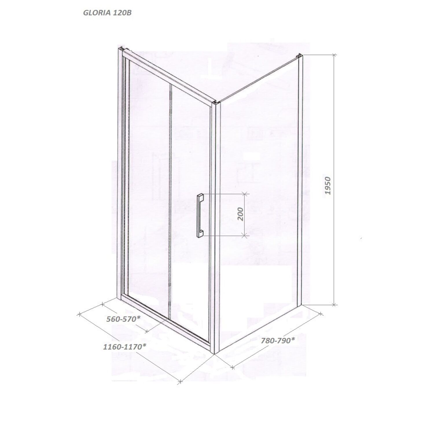 Душевой уголок Ceruttispa Gloria 120B 80x120, стекло прозрачное, профиль черный - фото 1