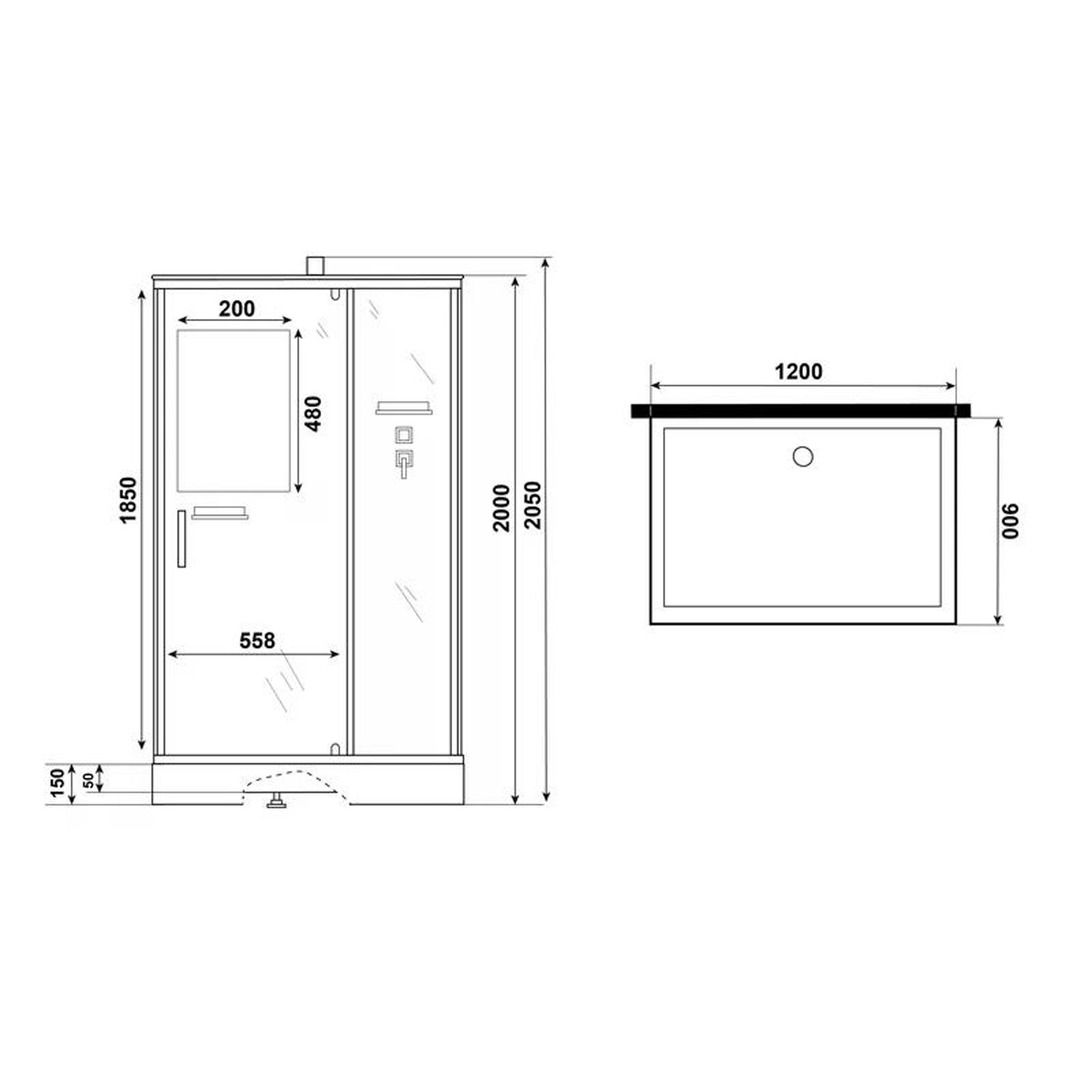 Душевая кабина Niagara Standart ST120/90/15Q/BK 120х90, стекло прозрачное, профиль белый, без крыши