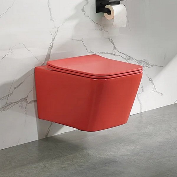 Унитаз SantiLine SL-5007 MR подвесной, безободковый, с сиденьем микролифт, цвет красный матовый - фото 1