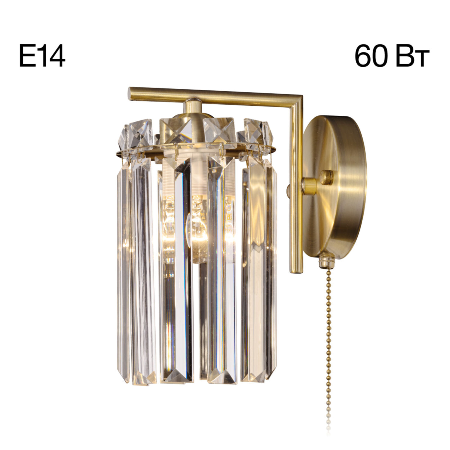 Бра Citilux Axis CL313413, арматура бронза, плафоны металл / хрусталь прозрачный