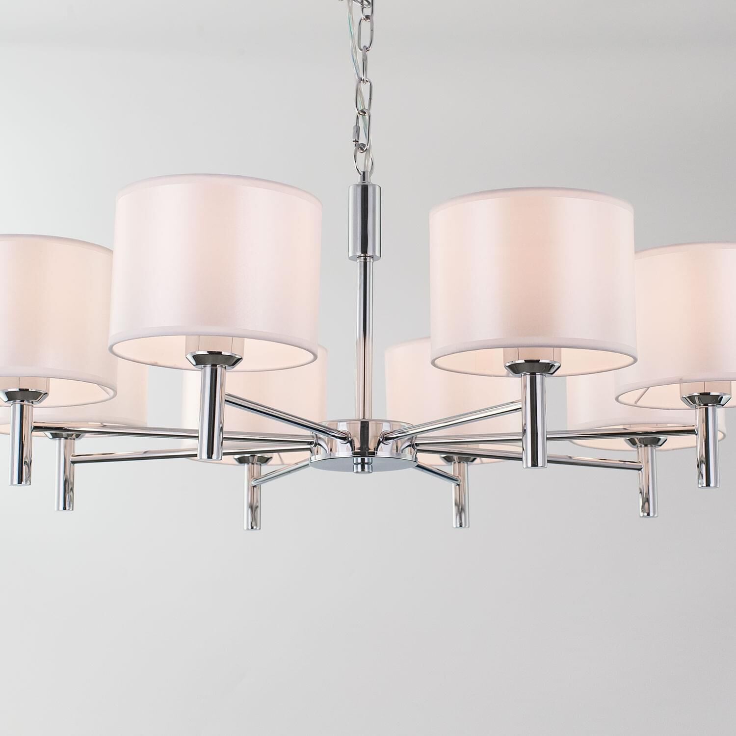Подвесная люстра Citilux Аврора CL463180, арматура хром, плафоны текстиль белый - фото 1