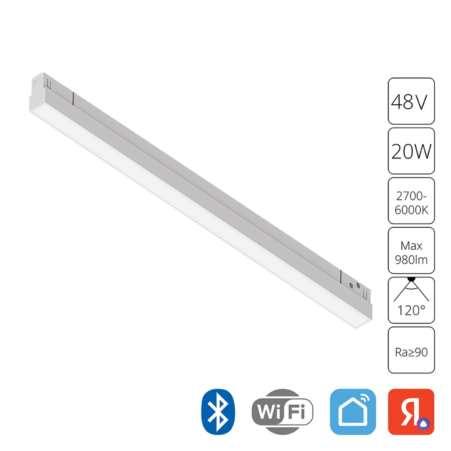 Магнитный трековый светильник Arte Lamp Linea A4693PL-1WH, арматура белая   