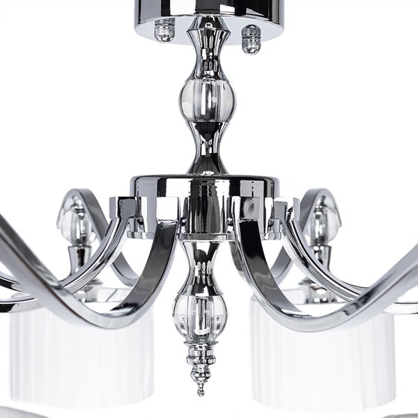 Подвесная люстра Arte Lamp Ibiza A4038PL-8CC, арматура хром / прозрачная, плафоны ткань белая, 75х75 см