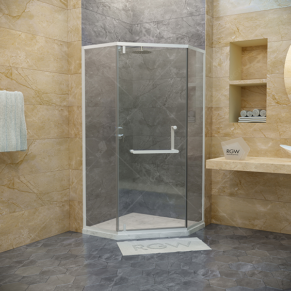 Душевой уголок RGW Hotel HO-084W 100x100, стекло прозрачное, профиль белый, с полотенцедержателем - фото 1