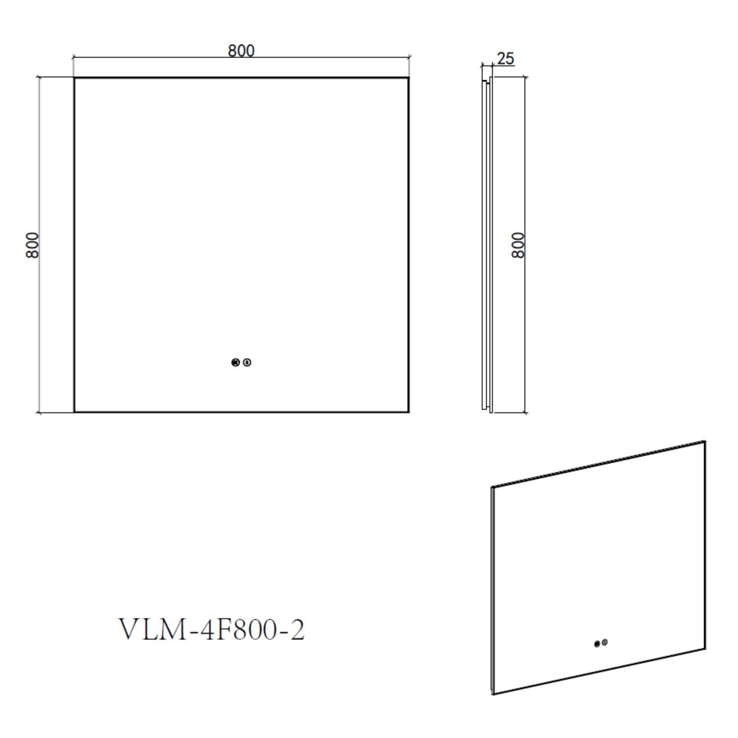 Зеркало Vincea VLM-4F80GM-2 80х80, с подсветкой, функцией антизапотевания, цвет вороненая сталь - фото 1