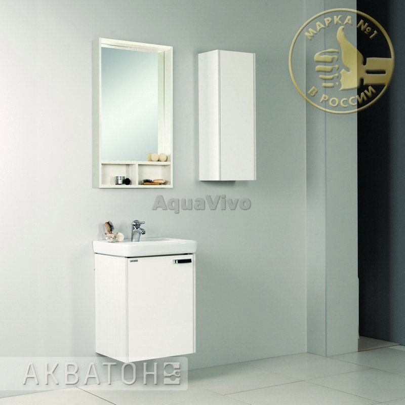 Мебель для ванной Акватон Йорк 50 M, цвет белый/выбеленное дерево