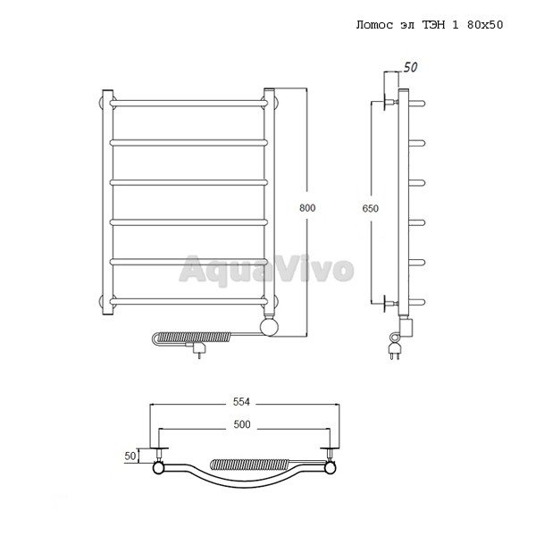 Полотенцесушитель Тругор Лотос эл ТЭН 1 80x50 электрический - фото 1