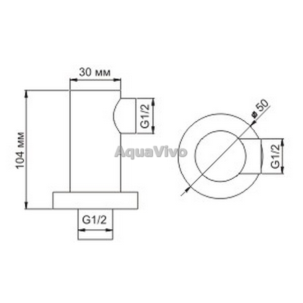 Подключение шланга WasserKRAFT A021, цвет хром