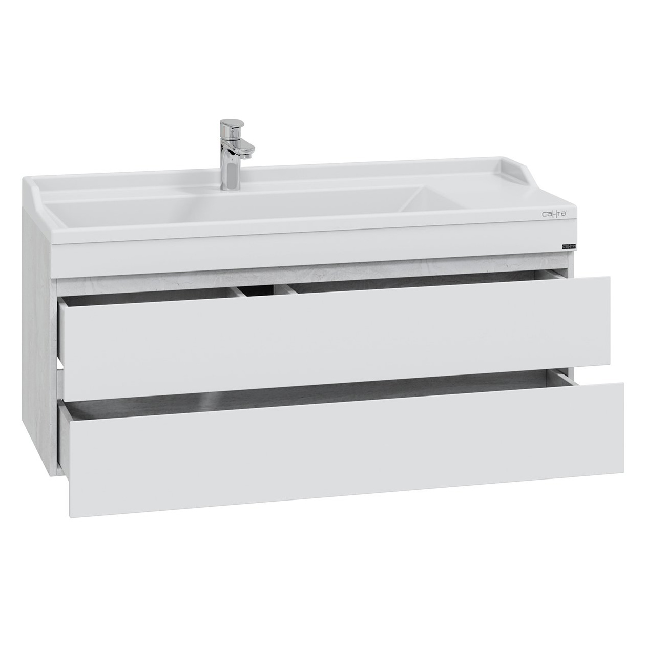 Тумба под раковину Санта Марс 120, подвесная, с 2 ящиками, цвет белый / беленое дерево - фото 1