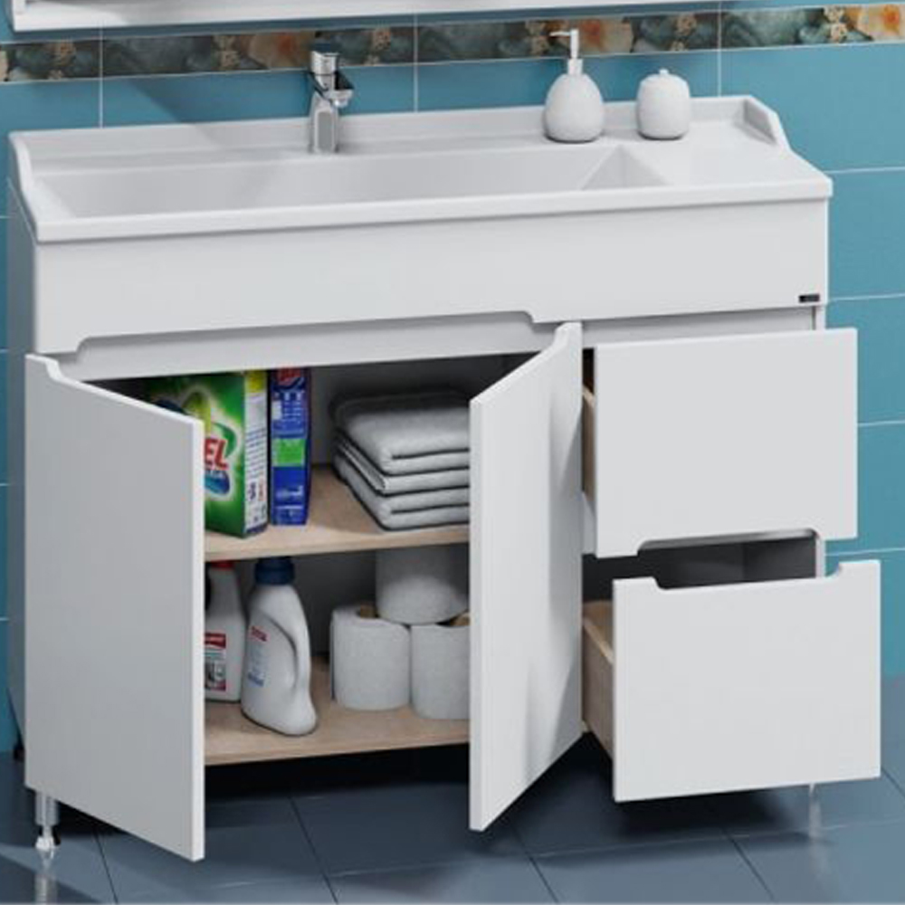 Тумба под раковину Санта Лондон 120 напольная, цвет белый - фото 1