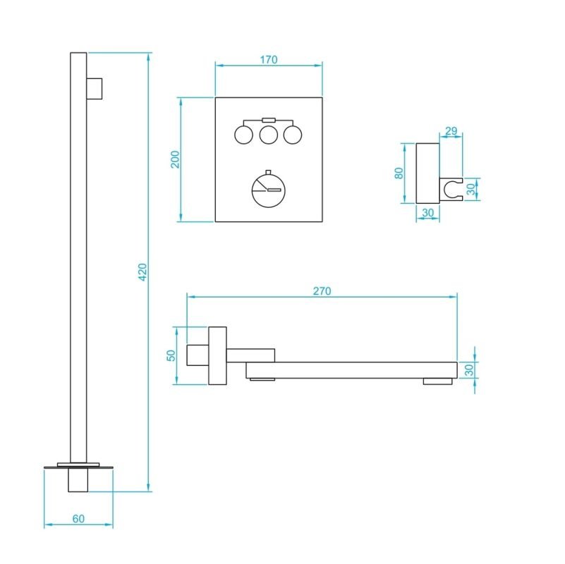 Душевой комплект RGW Shower Panels SP-55 B, встраиваемый, цвет черный