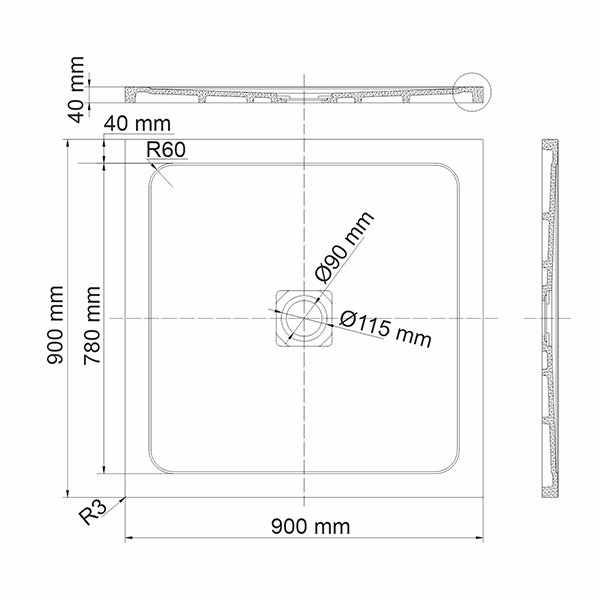 Поддон для душа WasserKRAFT Dinkel 58T03 90x90, искусственный камень, цвет белый - фото 1