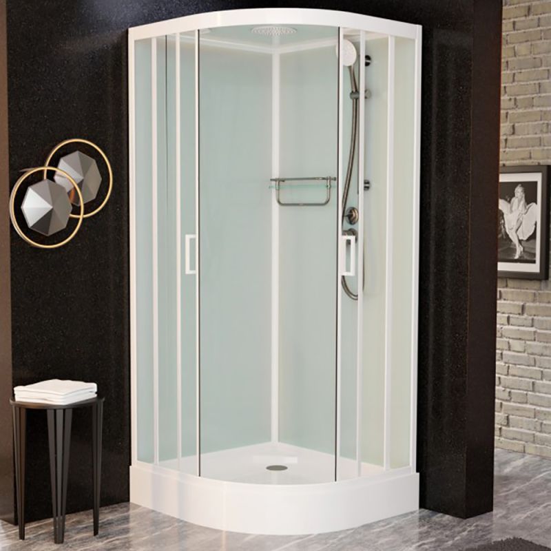 Душевая кабина Frank F410 White 110х110, с полотенцедержателем, стекло прозрачное, профиль белый