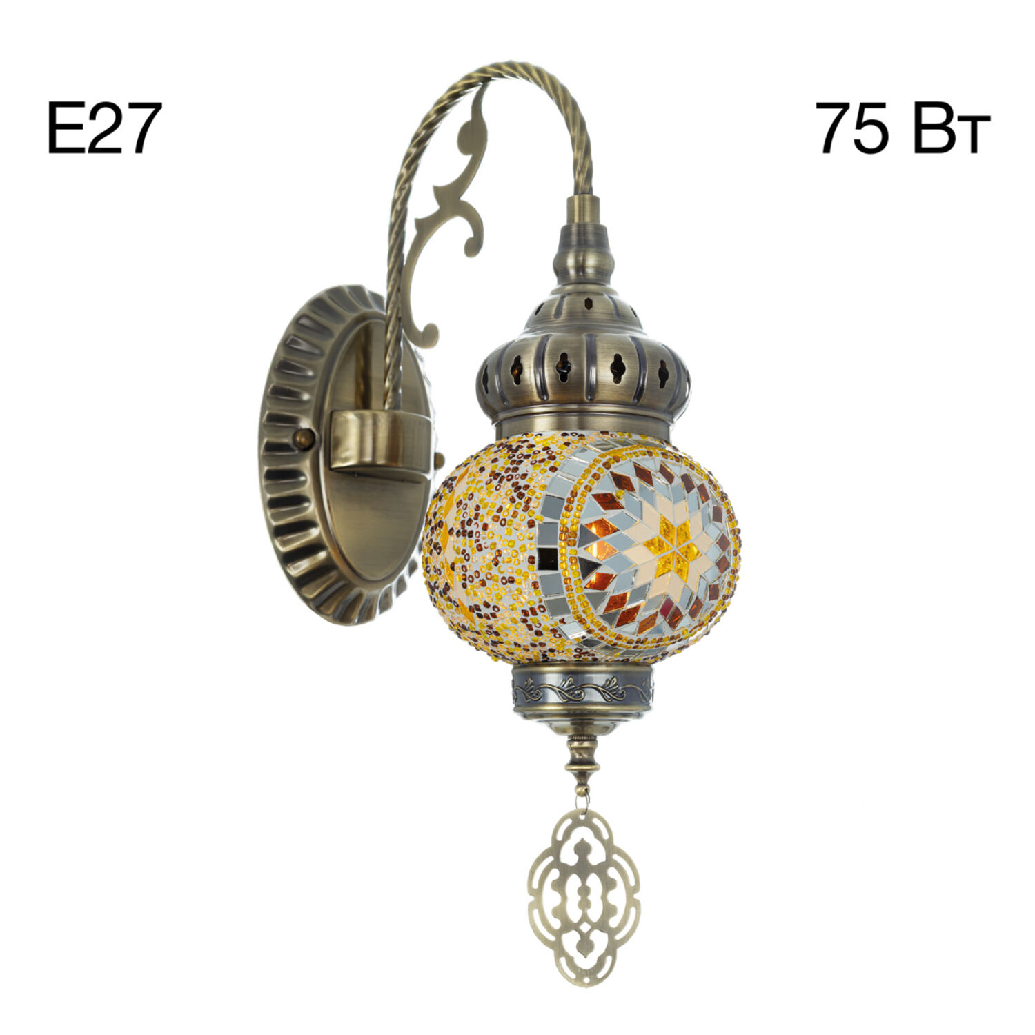 Бра Citilux Каир CL419315, арматура бронза, плафоны стекло янтарное