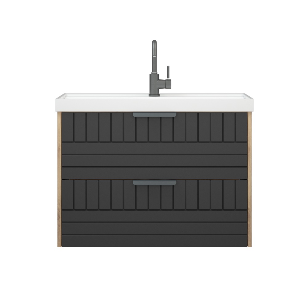 Тумба под раковину Corozo Инди 80, подвесная/напольная, цвет дуб канзас/графит - фото 1