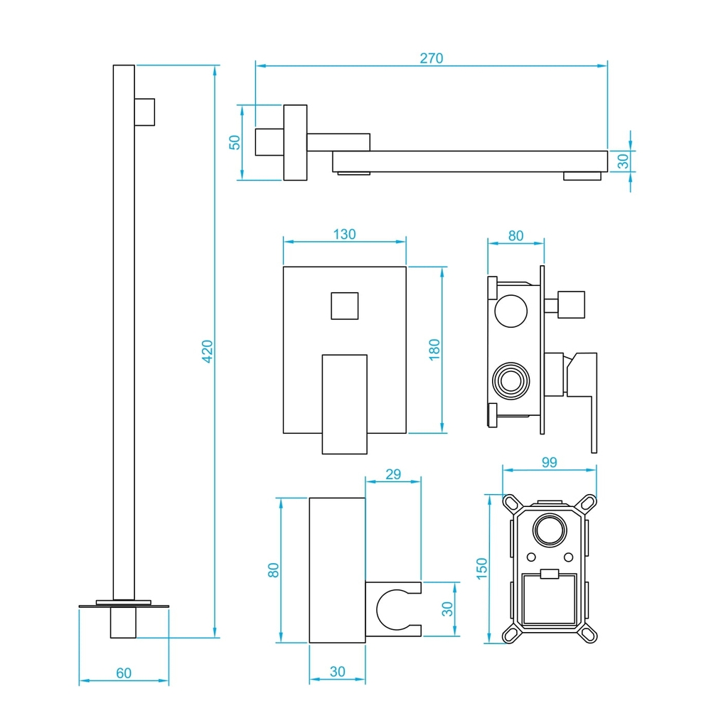 Душевой комплект RGW Shower Panels SP-56 B, встраиваемый, цвет черный