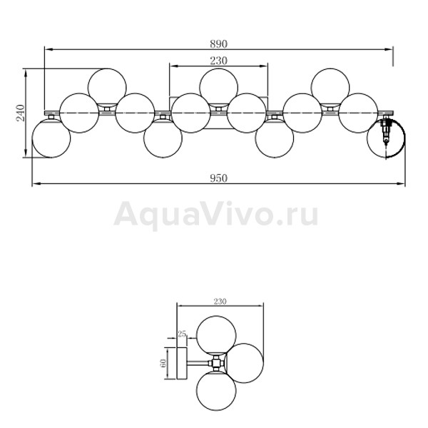 Бра Maytoni Dallas MOD547WL-13G, арматура золото, плафоны стекло янтарное, 95х24 см - фото 1