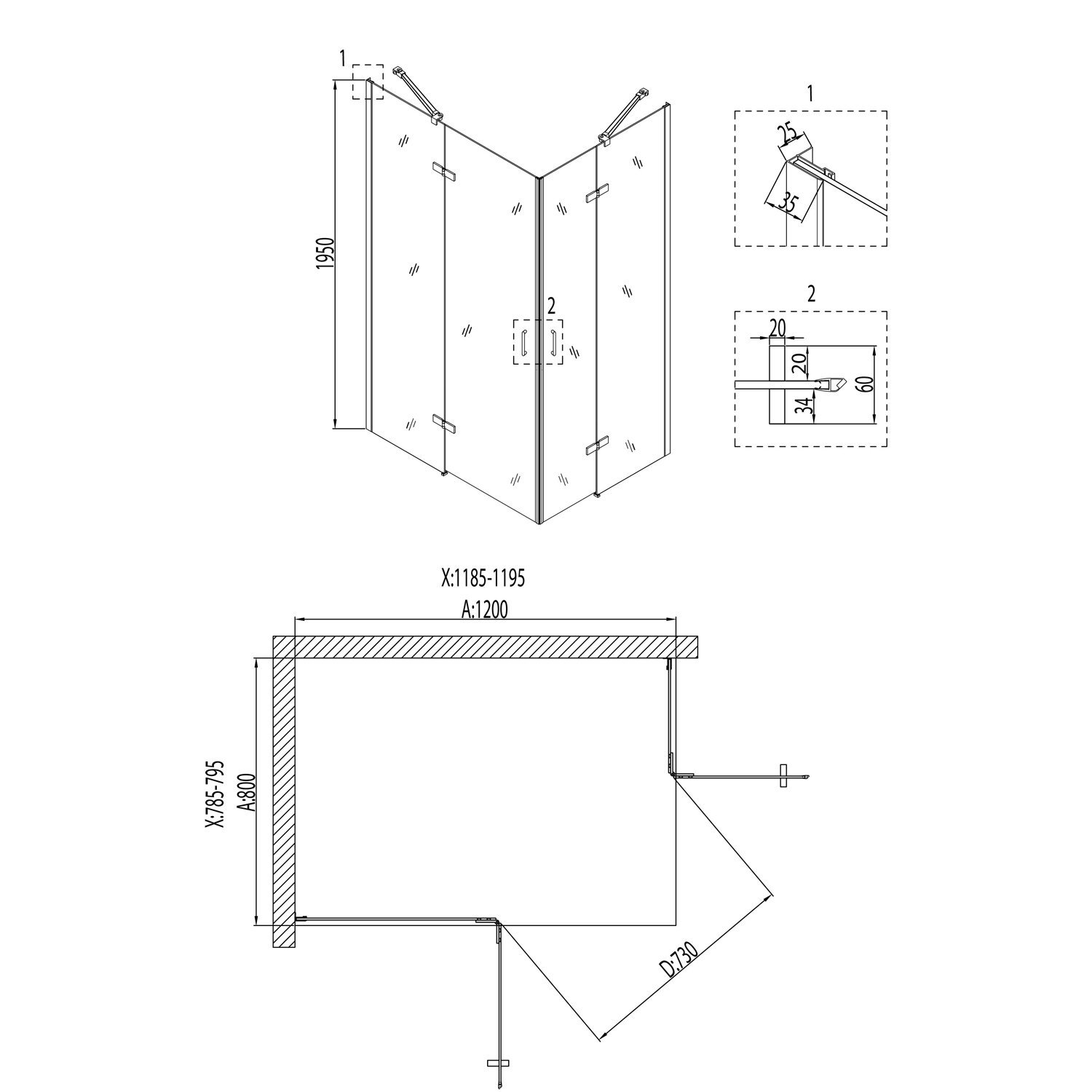 Душевой уголок Niagara Nova NG-6617-08 120x80, с поддоном, стекло прозрачное, профиль хром - фото 1