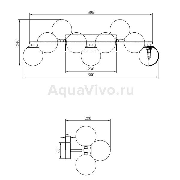 Бра Maytoni Dallas MOD547WL-09CH, арматура хром, плафоны стекло дымчатое, 66х24 см