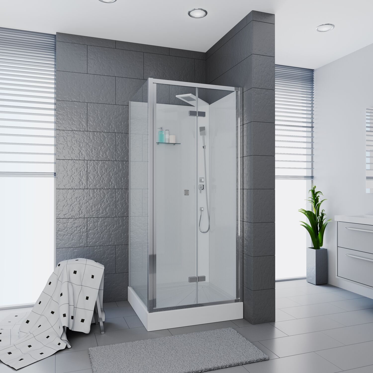 Душевая кабина CeruttiSPA Mimi 90T 90x90, стекло прозрачное, профиль хром, без крыши