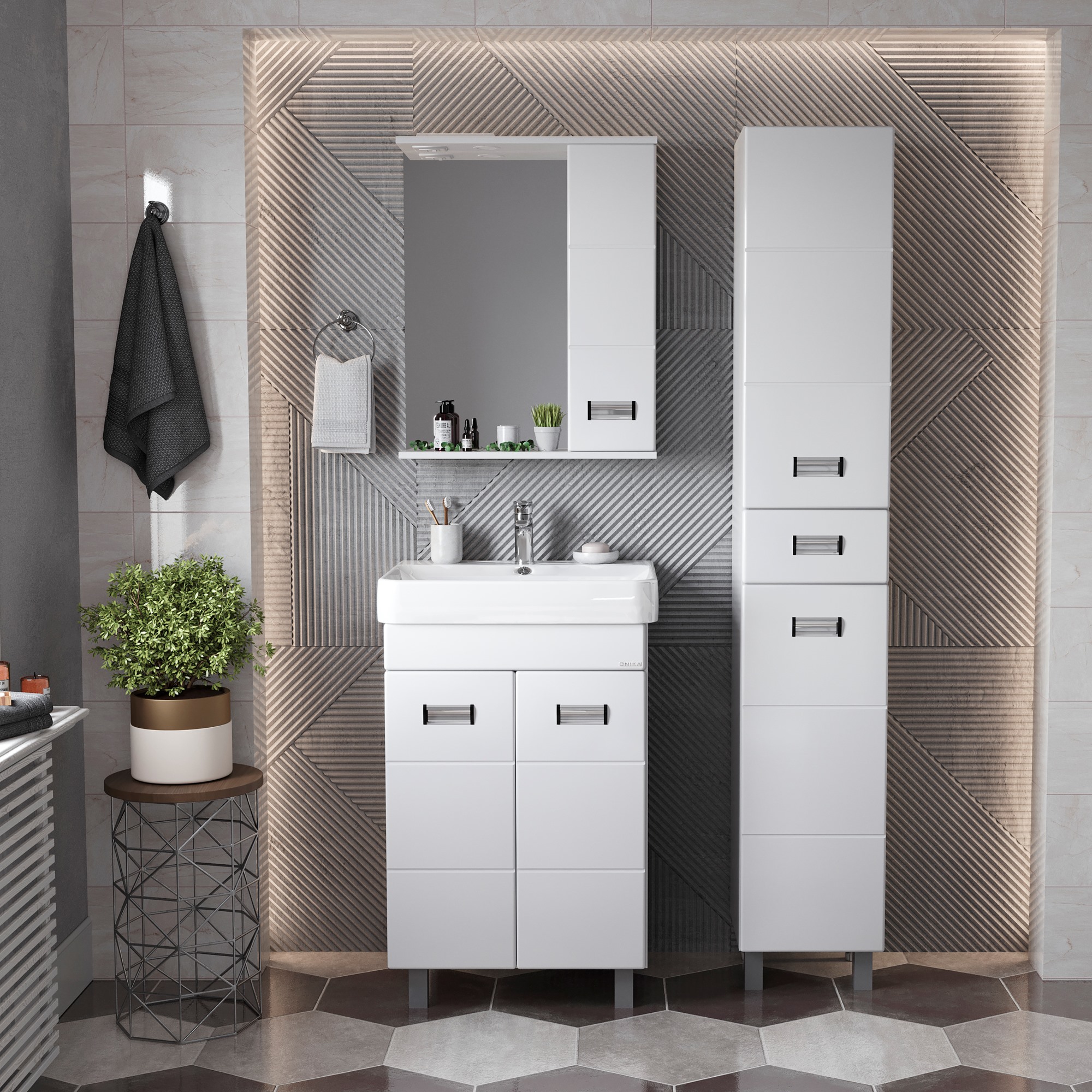 Мебель для ванной Оника Балтика-Квадро 55, цвет белый / хром