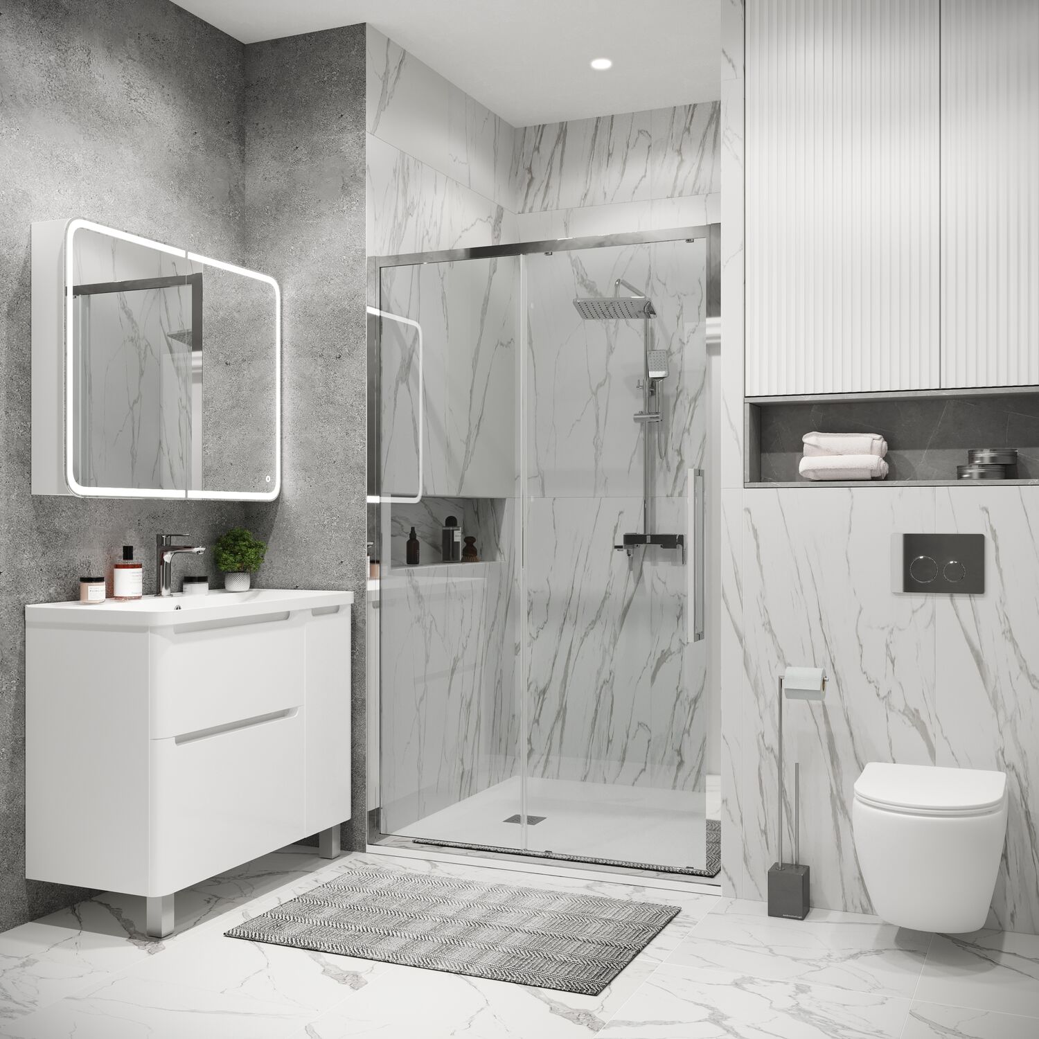 Душевая дверь Grossman Cosmo 130х195, стекло прозрачное, профиль хром - фото 1