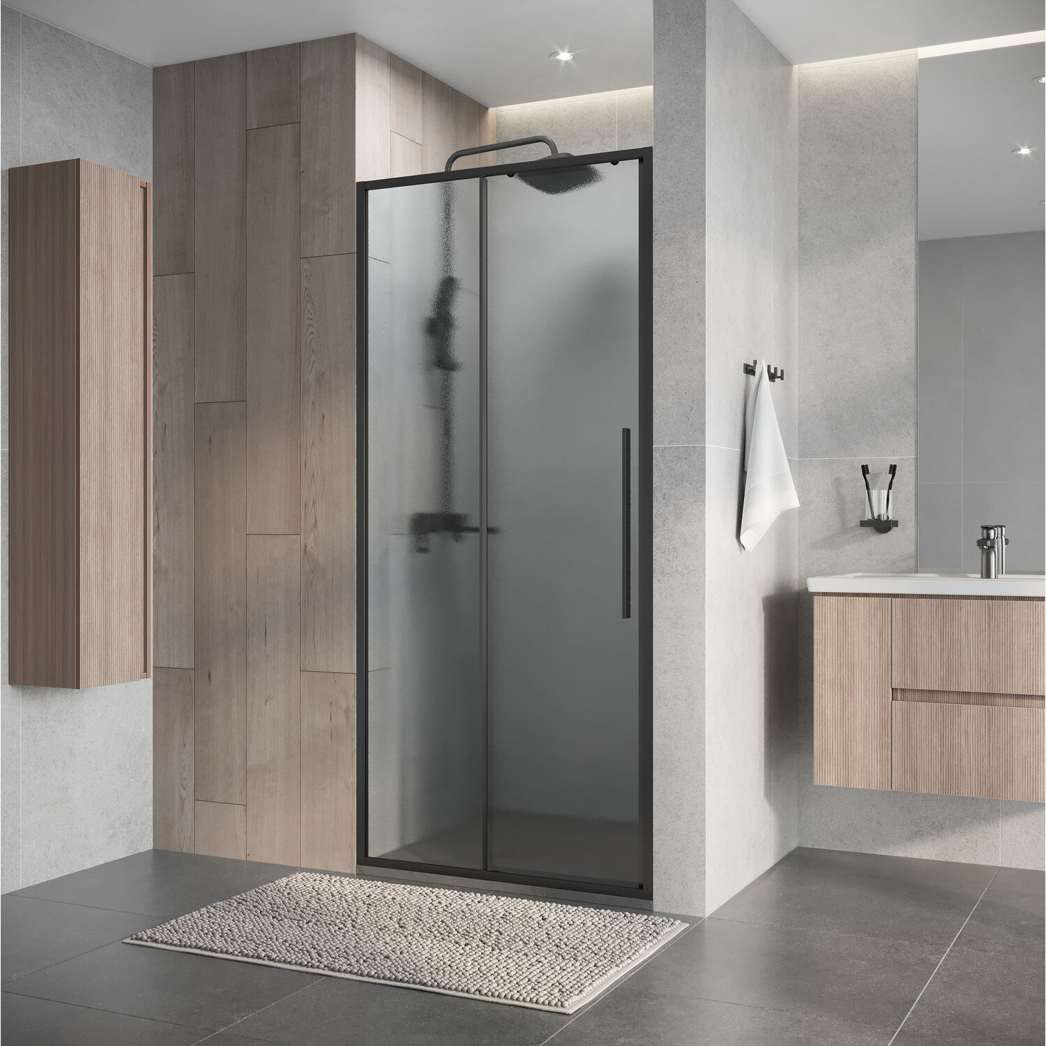 Душевая дверь Niagara Nova NG-34-L9CHGR 90x195, левая, стекло шиншилла, профиль графит