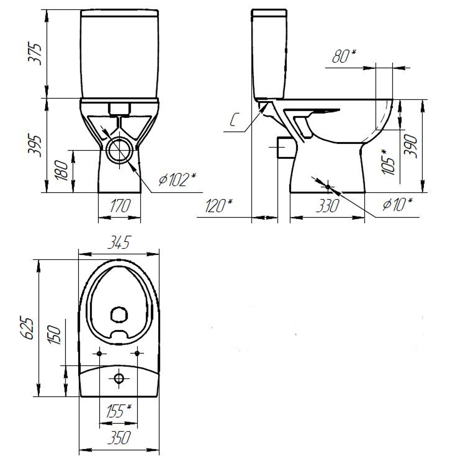 Унитаз Cersanit Parva P-KO-PA011-3-6-COn-DL напольный, безободковый, с сиденьем микролифт, цвет белый