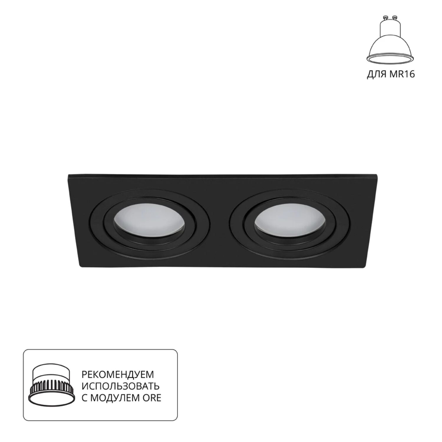 Точечный встраиваемый светильник Arte Lamp Tarf A2168PL-2BK, арматура черный 