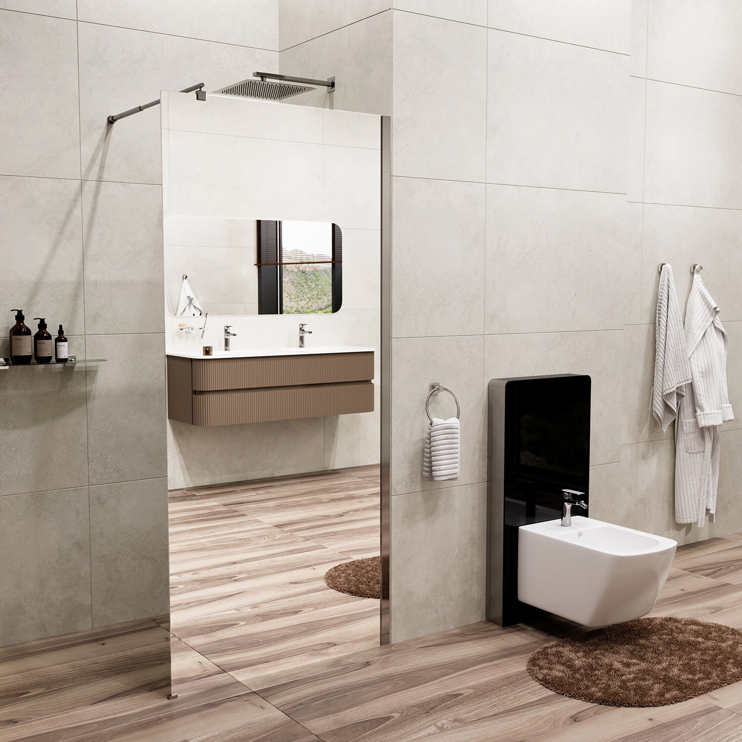 Душевая перегородка WasserKRAFT Rur 30W44-MR 100x200, стекло зеркальное, профиль графит