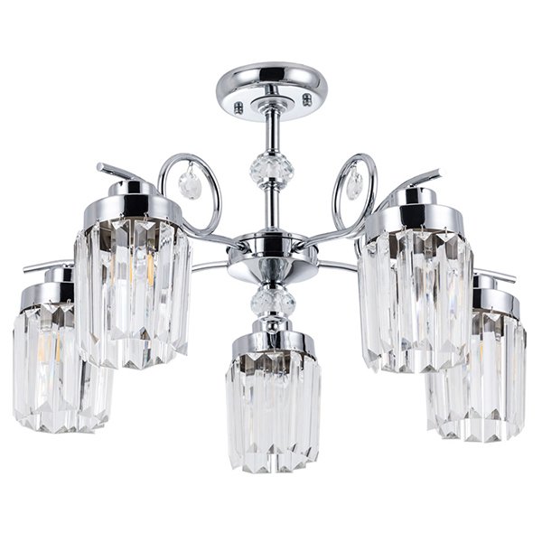 Подвесная люстра Arte Lamp Sophie A8067PL-5CC, арматура хром, плафоны хрусталь прозрачный, 59х59 см