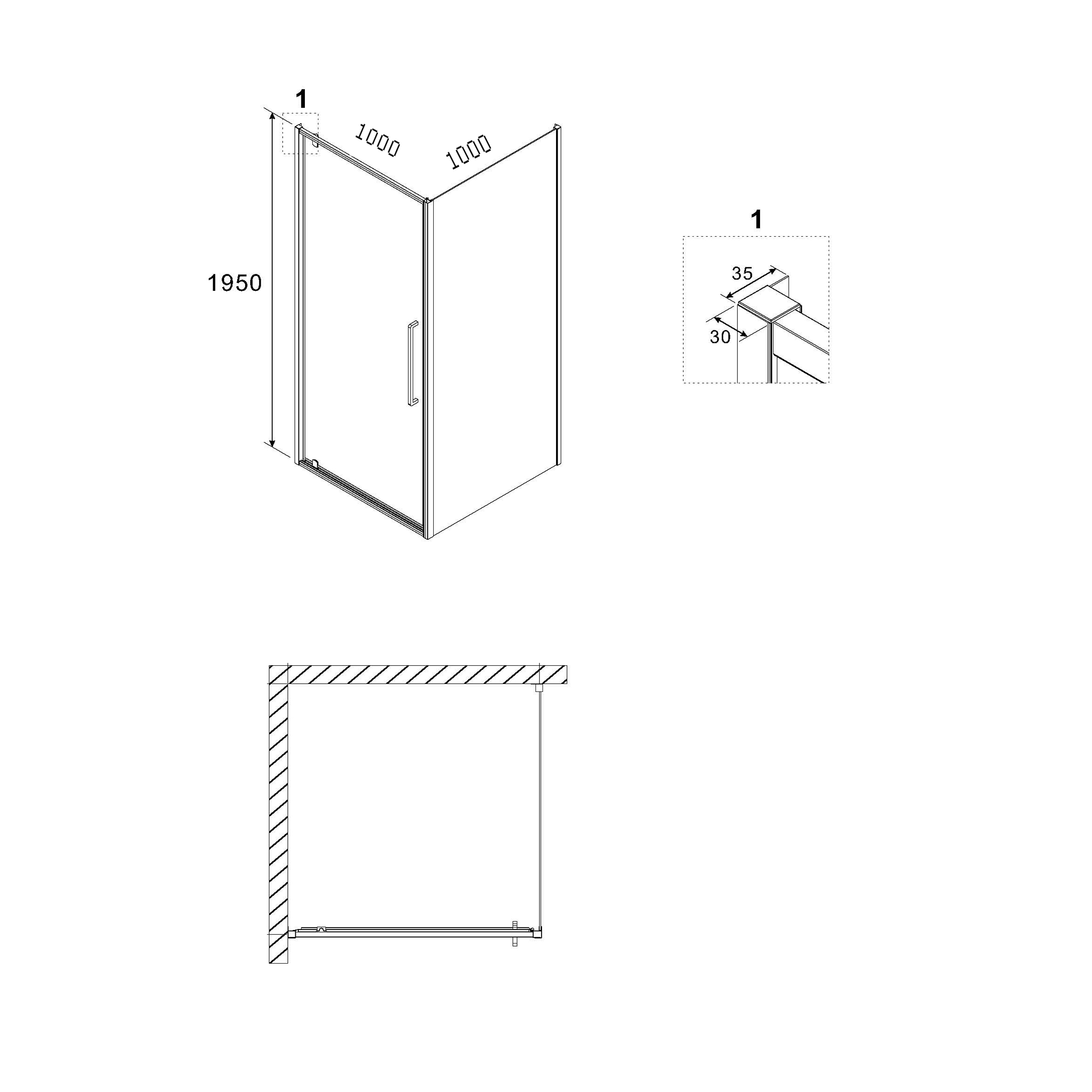 Душевой уголок Niagara Nova NG-85-10AB-A100B-34 100x100, стекло прозрачное, профиль черный матовый