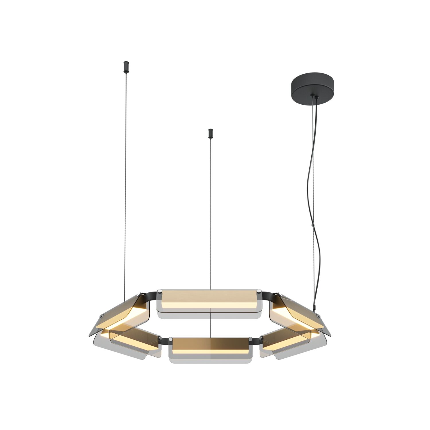 Подвесной светильник Maytoni Flat MOD296PL-L40BS3K, арматура черная / латунь, плафон стекло серое
