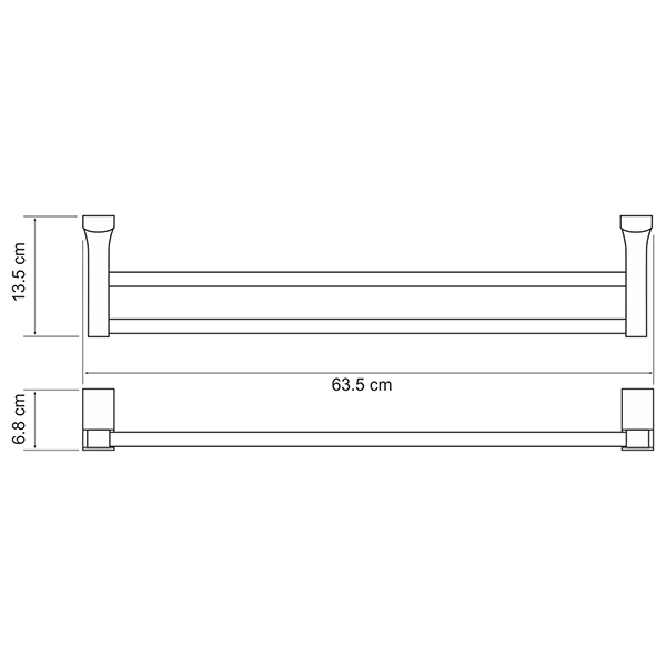 Полотенцедержатель WasserKRAFT Leine K-5040WHITE, двойной, 64 см, цвет белый / хром - фото 1