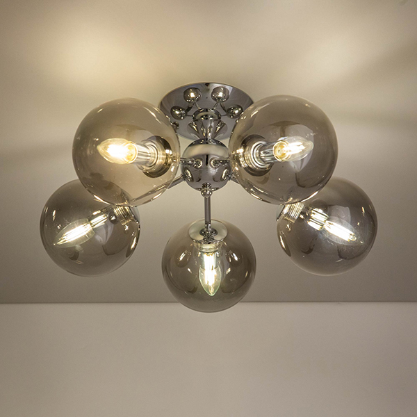 Потолочная люстра Citilux Томми CL102150, арматура хром, плафоны стекло дымчатое, 52x52 см - фото 1
