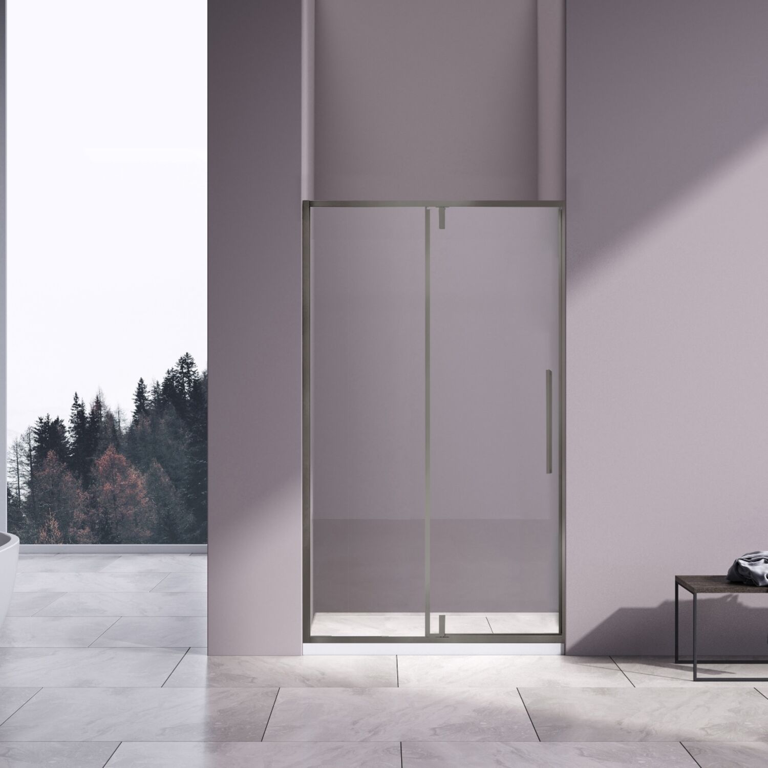 Душевая дверь Vincea Slim-N VDP-4SN 100x195, стекло прозрачное, профиль вороненая сталь