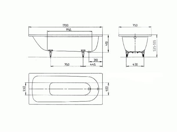 Ванна Kaldewei Saniform Plus 373-1 стальная 170х75 c покрытиями Perl-Effekt и anti-slip