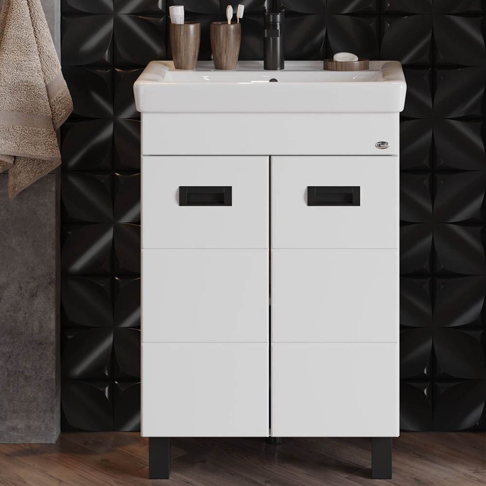 Мебель для ванной Оника Балтика-Квадро Black 60, цвет белый / черный - фото 1