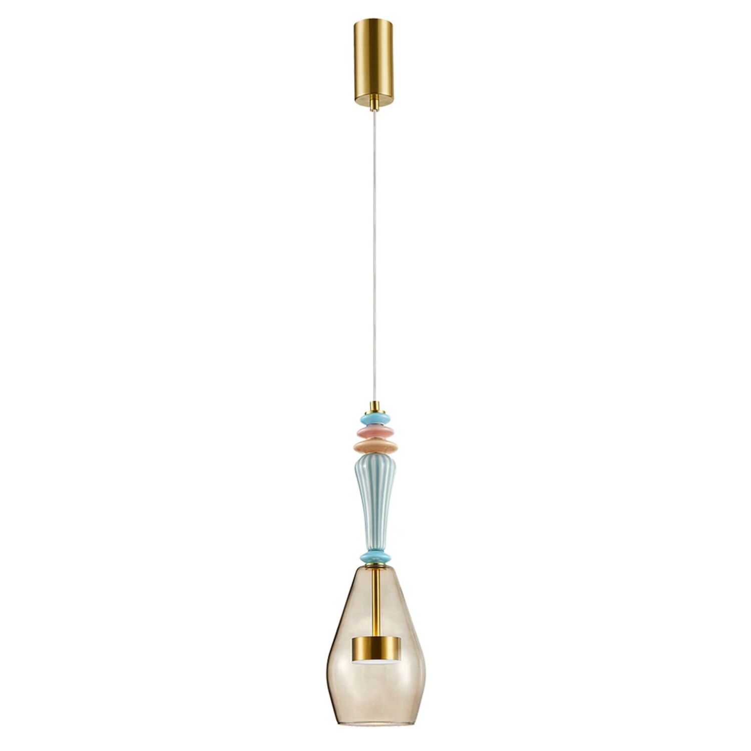 Подвесной светильник Arte Lamp Coral A2405SP-9BR, арматура латунь, плафон стекло коричневое