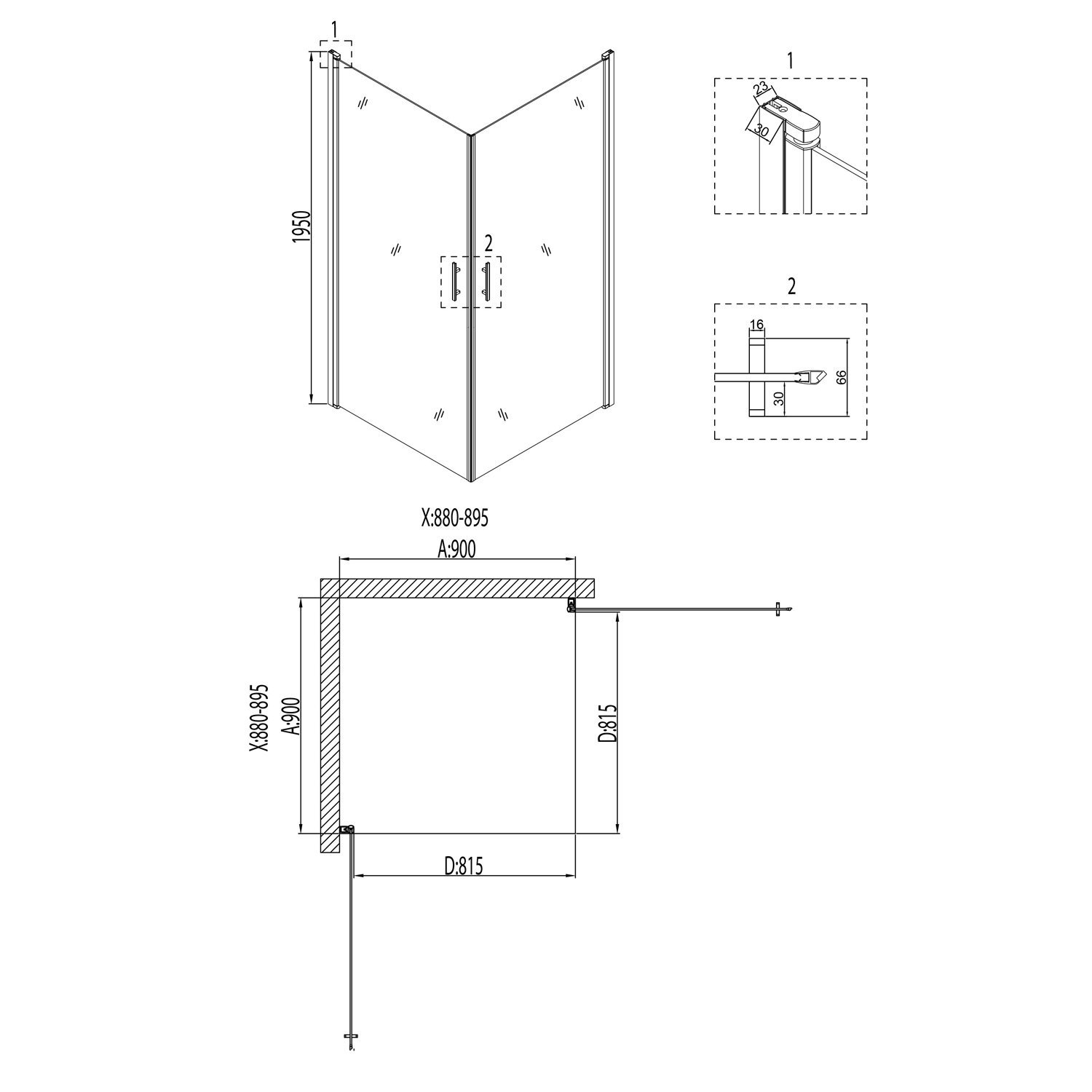 Душевой уголок Niagara Nova NG-6603-08 90x90, с поддоном, стекло прозрачное, профиль хром - фото 1